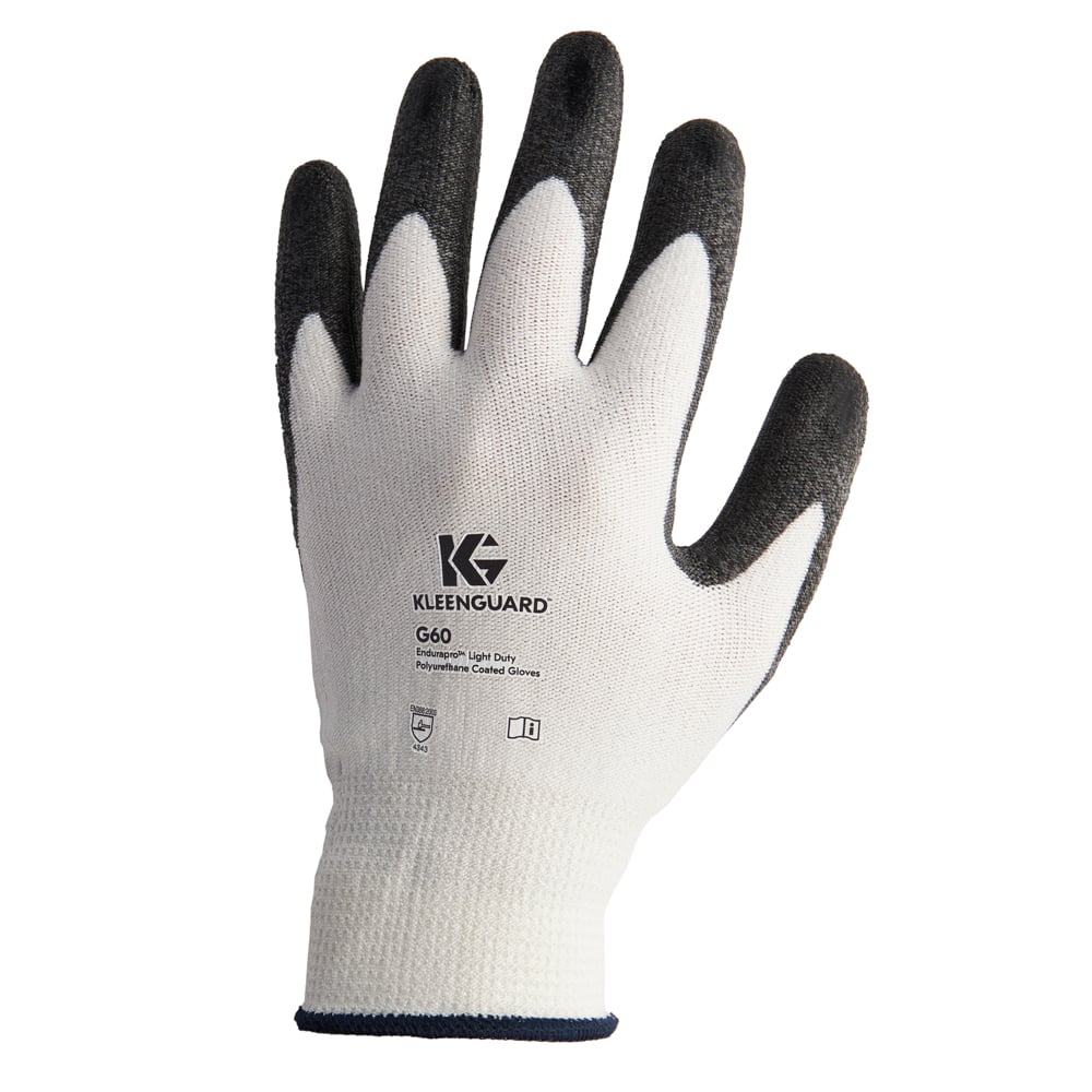 KleenGuard™ G60 Level 3 Economy Cut Resistant Gloves (42543), Black & White, Medium (8), 60 Pairs / Case (120 Each), 12 Pairs Bag, 5 Bags - 42543