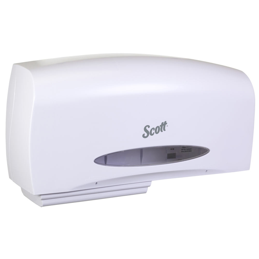 Scott® Essential™ Coreless Jumbo Roll Toilet Paper Dispenser (09609), Twin Roll, White, 20.1" x 10.9" x 5.9" (Qty 1) - 09609