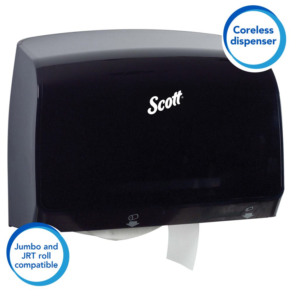 Scott® Pro Coreless Jumbo Roll Toilet Paper Dispenser (34831), Black, 14.13" x 10.39" x 5.87" (Qty 1) - 34831