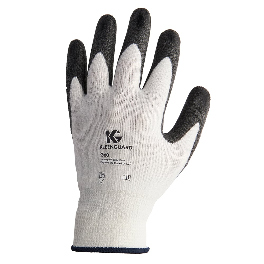 Gants économiques résistants aux coupures de niveau 3 KleenGuard G60 (38689), noirs et blancs, petits, 12 paires/sac, 1 sac - 38689