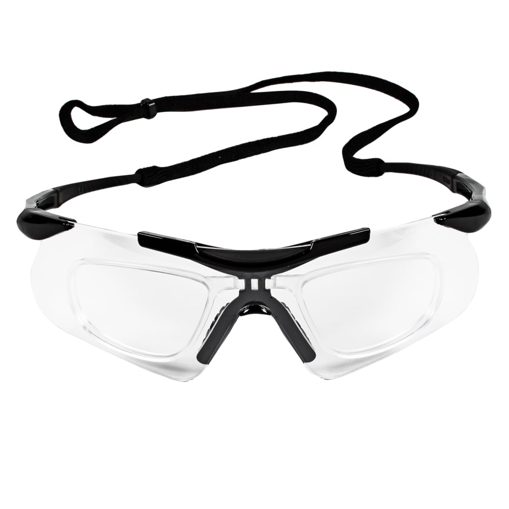 KleenGuard™ Nemesis™ with Inserts Safety Glasses (38503), with Anti-Fog Coating, Clear Lenses, Black Frame, Unisex for Men and Women (Qty 12) - 38503
