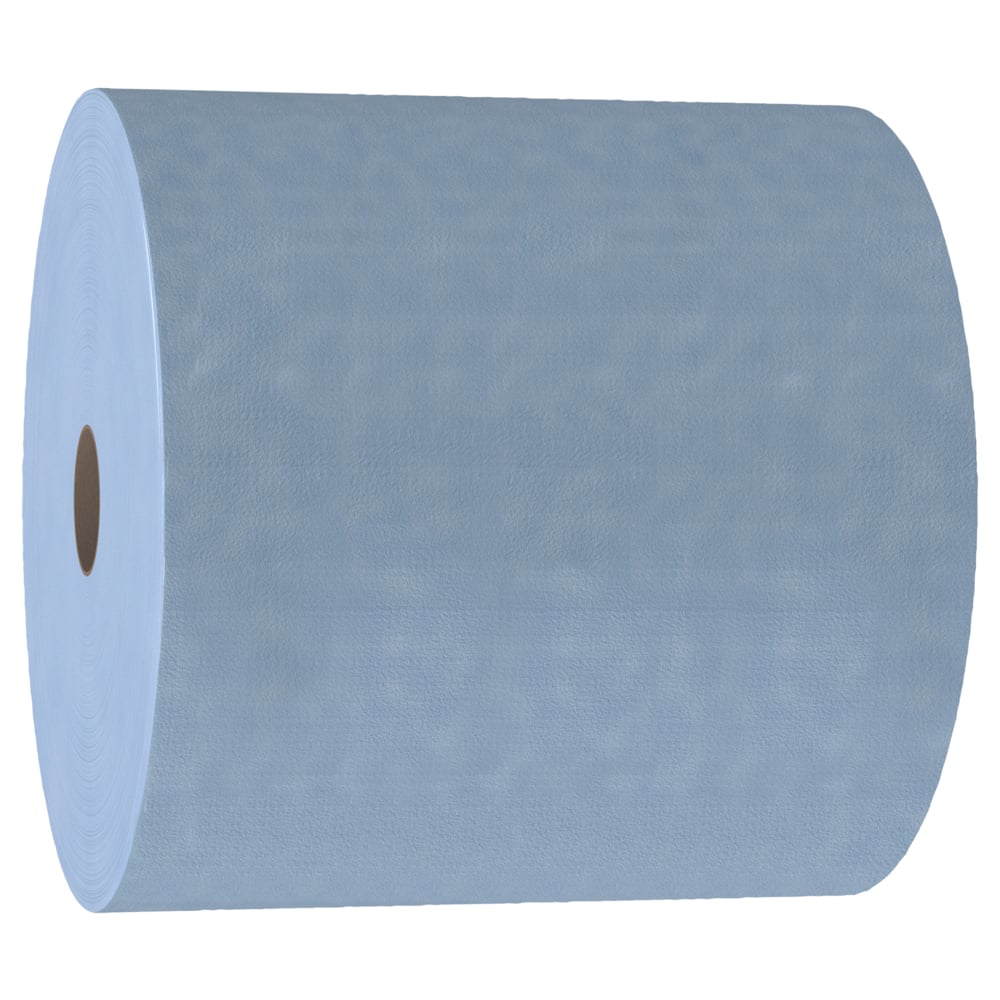 Chiffons WypAll® X90 Power Clean ultra-robustes (12889), rouleau géant de lingettes, bleu jean, 1 rouleau/caisse, 450 feuilles/rouleau - 12889