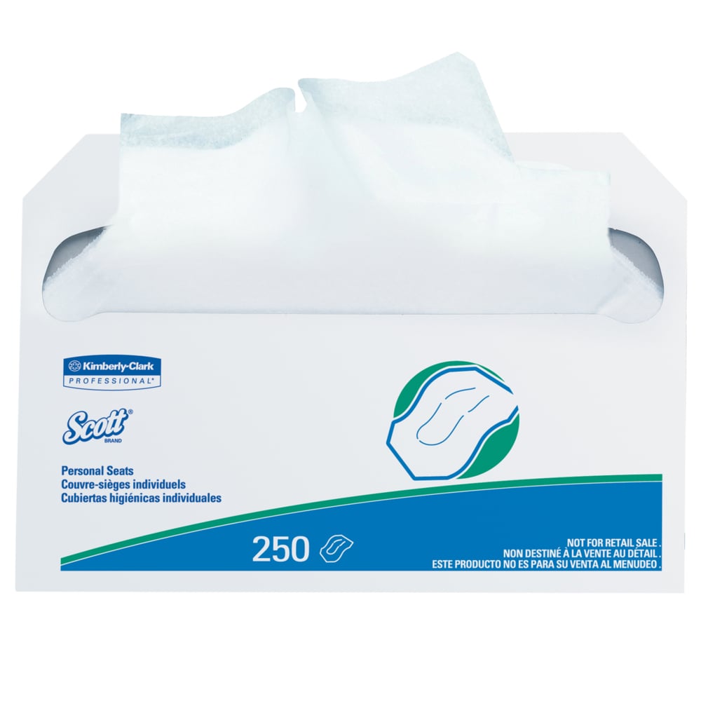 Scott® Essential Personal Seat Covers (39000), White (250 Sheets/Pack, 20 Packs/Case, 5,000 Sheets/Case) - 39000