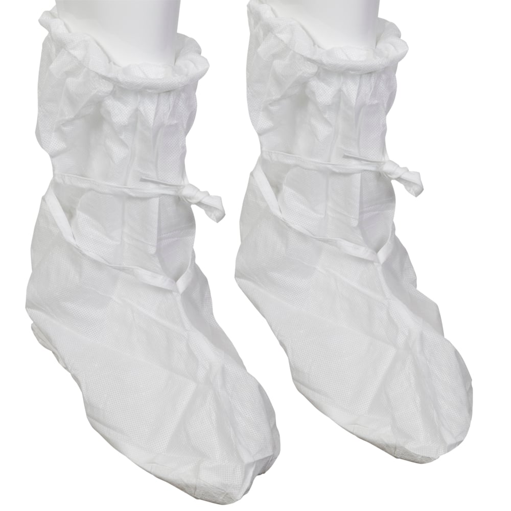 Kimtech™ A5 Sterile Cleanroom Boots (12922), Ties, White, SML / MED, 100 Pairs / 200 Each / Case - 12922