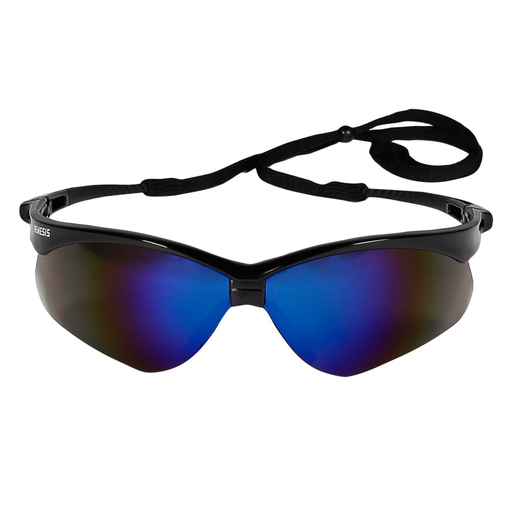 KleenGuard™ Nemesis™ Safety Glasses (14481), with KleenVision™ Anti-Fog Coating, Blue Lenses, Black Frame, Unisex for Men and Women (Qty 12) - 14481