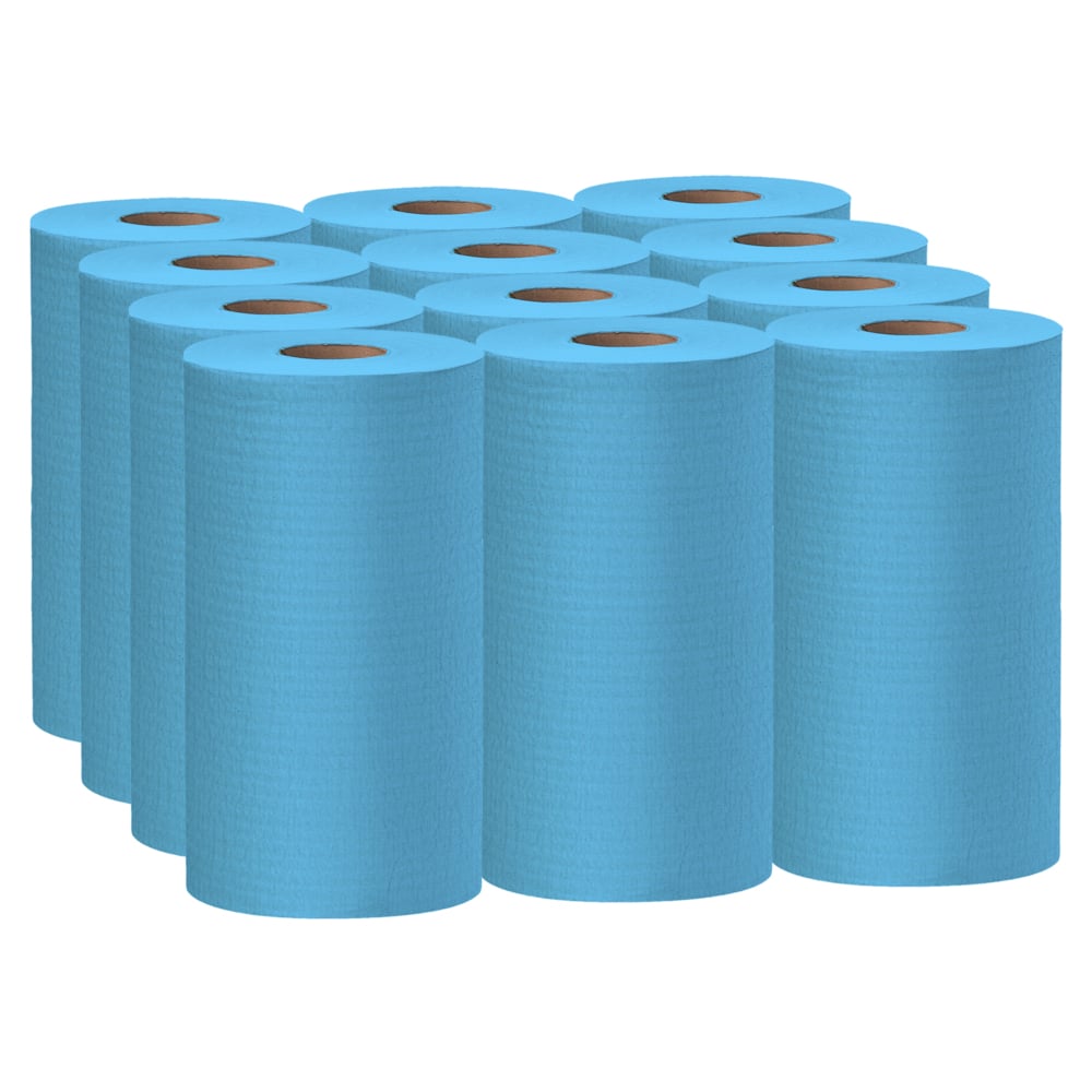 WypAll® GeneralClean™ X60 Multi-Task Cleaning Cloths (35411), Small Roll, Strong and Absorbent Towels, Blue (130 Sheets/Roll, 12 Rolls/Case, 1,560 Sheets/Case) - 35411