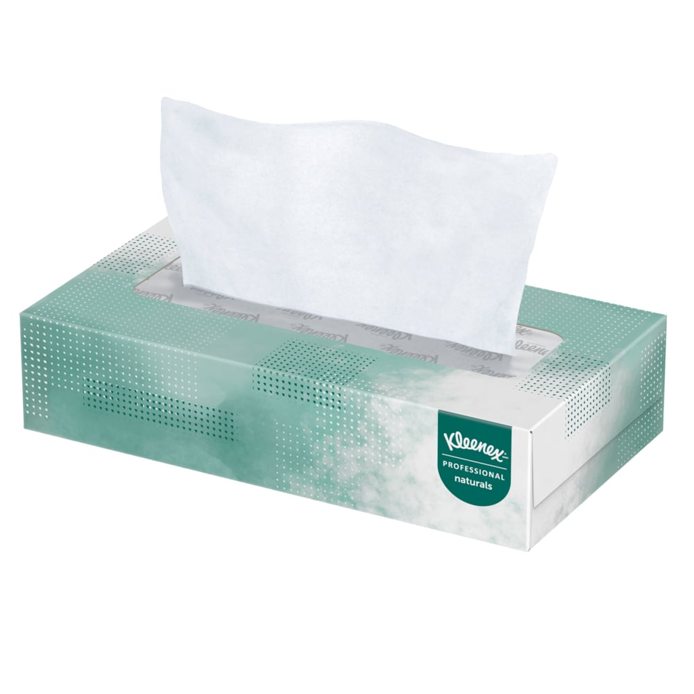 Mouchoir Kleenex® Professional Naturals (21601), 2 épaisseurs, blancs, boîtes de mouchoirs plates pour les entreprises (125 mouchoirs/boîte, 48 boîtes/caisse, 6 000 mouchoirs/caisse) - 21601