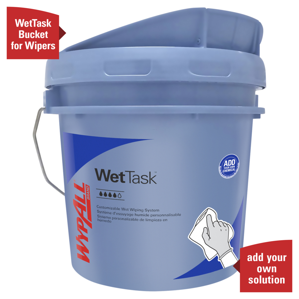 WypAll® WetTask™ Customizable Wet Wiping System Bucket (09361), Large Bucket, 3.5 Gallon, 2 Buckets/Case - 09361