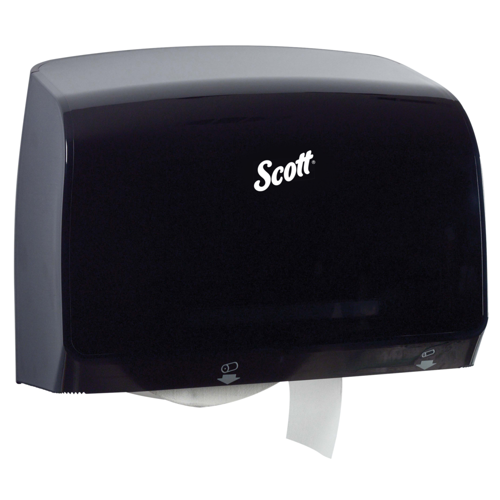 Distributrice de papier hygiénique en rouleau géant sans mandrin Scott (34831), 14,13 po x 13,39 po x 5,87 po, fumée/noire - 34831