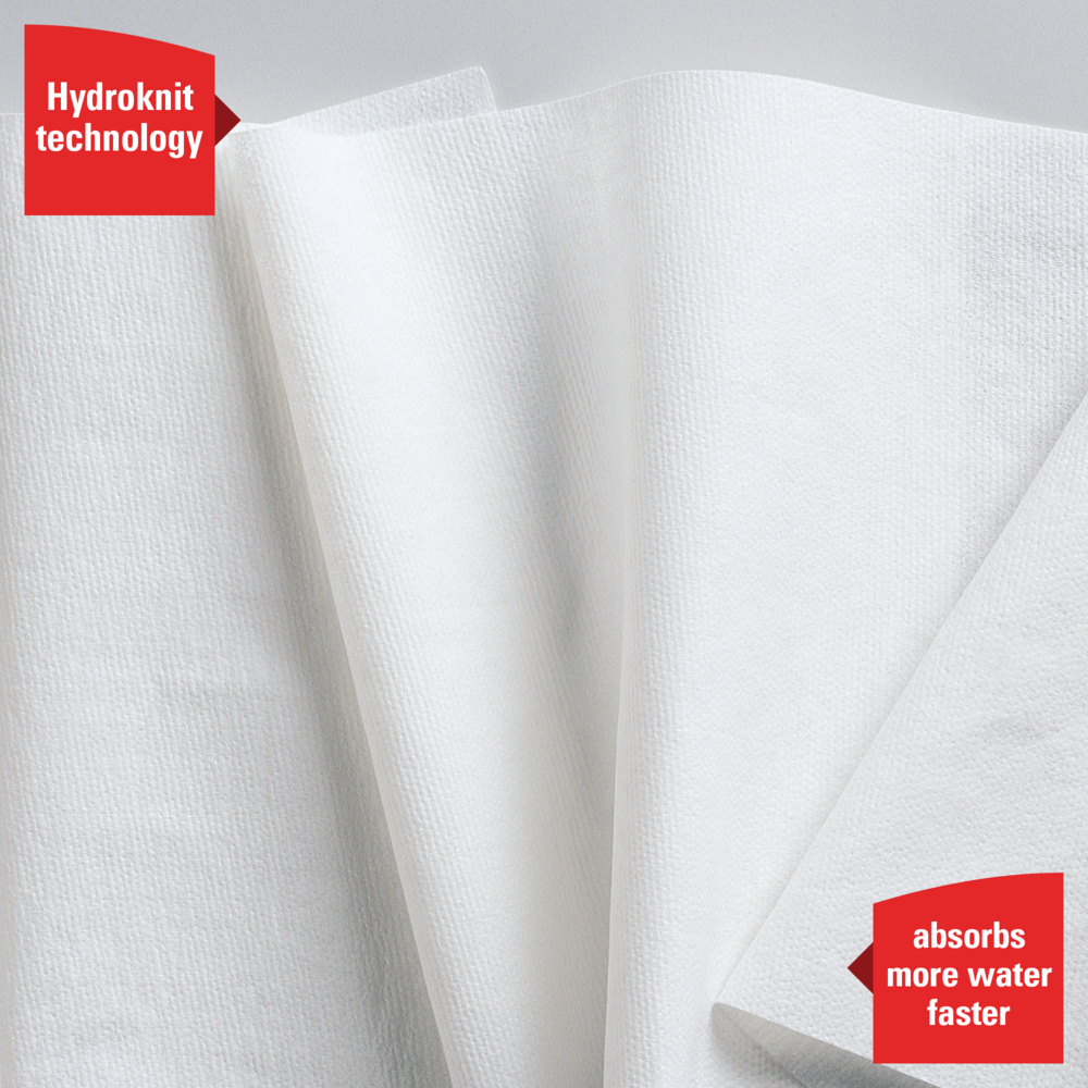 WypAll® General Clean X60 Multi-Task Cleaning Cloths (35010), Shower Towels with Hydroknit, 20” x 43.7”, White, 100 Sheets / Pack, 3 Packs / Case - 35010