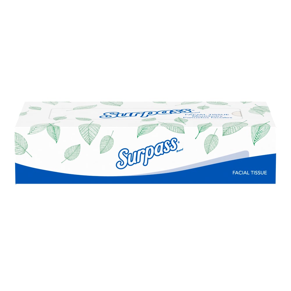 Surpass® Facial Tissue (21390), 2-Ply, White, Ecologo, Flat Facial Tissue Boxes for Business (125 Tissues/Box, 60 Boxes/Case, 7,500 Tissues/Case) - 21390