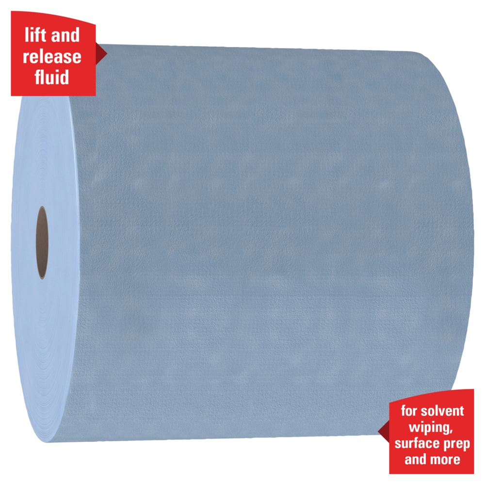 WypAll® PowerClean™ X90 Ultra Duty Cloths (12889), Jumbo Roll, Extended Use Towels, Blue (450 Sheets/Roll, 1 Rolls/Case, 450 Sheets/Case) - 12889