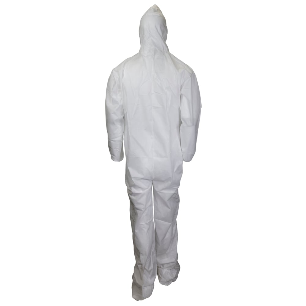 KleenGuard™ A10 Light Duty Coveralls (10610), Zip Front, Elastic Wrists, Hood, Boots, Breathable Material, White, 3XL, 25 / Case - 10610