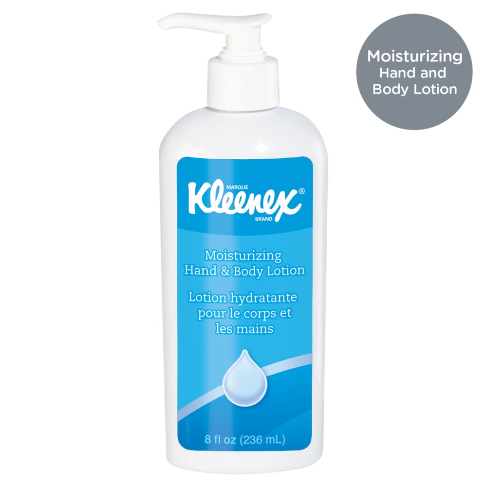 Kleenex® Moisturizing Hand and Body Lotion (35363), 8 oz. Pump Bottles, White, Fresh Scent, NSF E-4 Rated, (12 Bottles/Case) - 35363