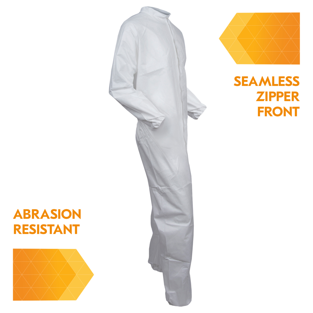 KleenGuard™ A30 Breathable Splash & Particle Protection Coveralls (35688), White, 5XL/6XL (Qty 21) - 35688