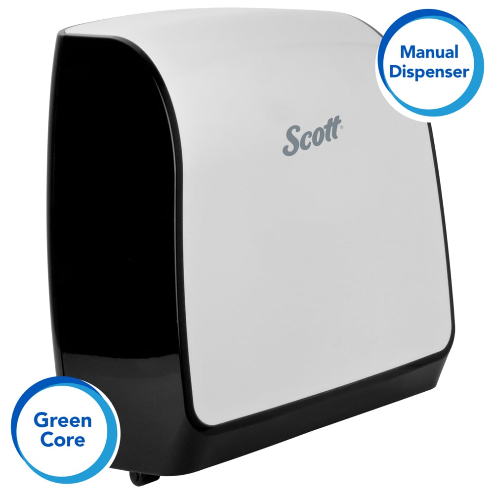 Scott® Pro Manual Hard Roll Towel Dispenser (29735), White, for Green Core Scott® Pro Roll Towels, 12.66" x 16.44" x 9.18" (Qty 1) - 29735