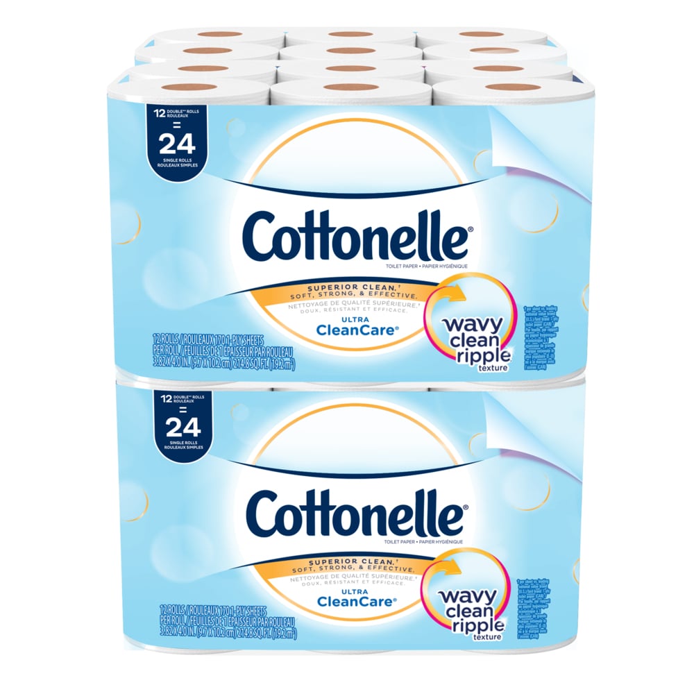 Papier hygiénique professionnel ultra-doux en vrac pour entreprise de Cottonelle(12456), rouleaux de papier toilette standard, 48 rouleaux/caisse pour affaires pour entreprise (4 paquets de 12) - 12456