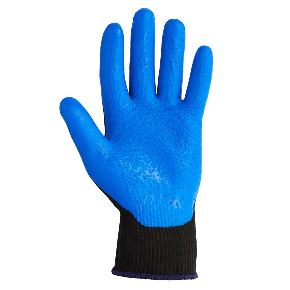 KleenGuard™ G40 Foam Nitrile Coated Gloves (40227), Large, Abrasion Resistant Black & Blue Nitrile Grip Glove, 12 Pairs / Bag, 5 Bags / Case - 40227