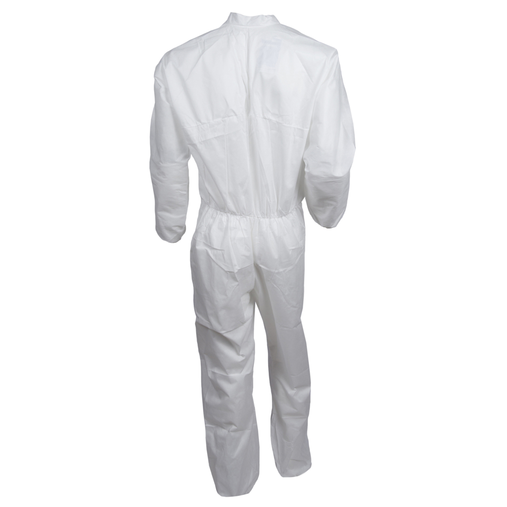 KleenGuard™ A45 Liquid & Particle Surface Prep & Paint Protection Coveralls (41491), Reflex Design, Zip Front, EWA, White, Small, (Qty 25) - 41491