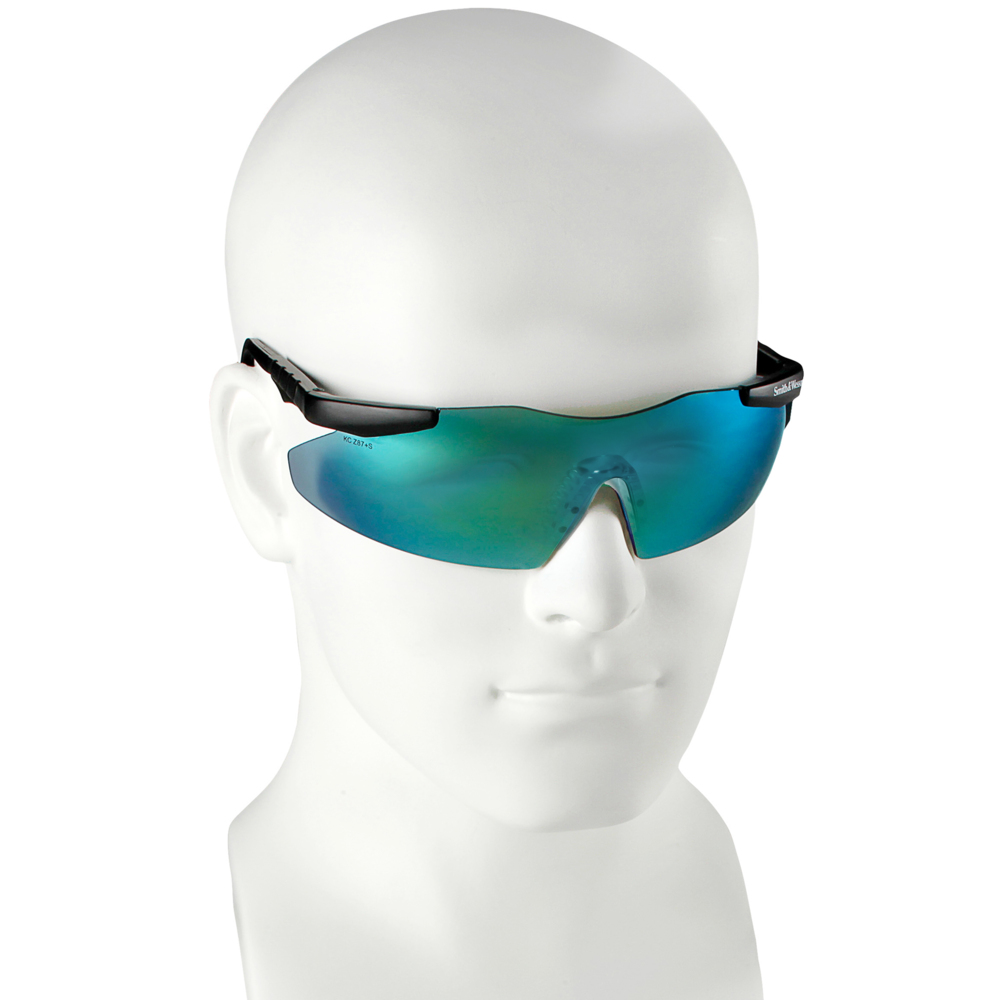 Smith & Wesson® Magnum® 3G Safety Glasses (19940), with Mirror Coating, Green Mirror Lenses, Black Frame, Unisex for Men and Women (Qty 12) - 19940