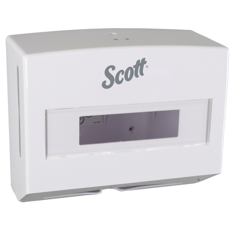 Distributrice d’essuie-mains en papier compacte Scottfold de Scott (09214), petite distributrice d’essuie-mains, blanche - 09214