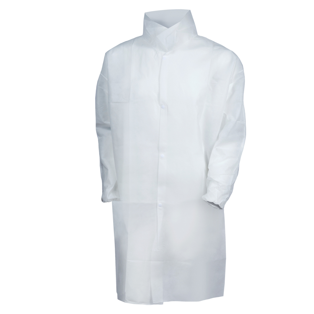 KleenGuard™ A10 Light Duty Lab Coat (40105), Snap Front, Elastic Wrists, 2XL, White, (Qty 50) - 40105