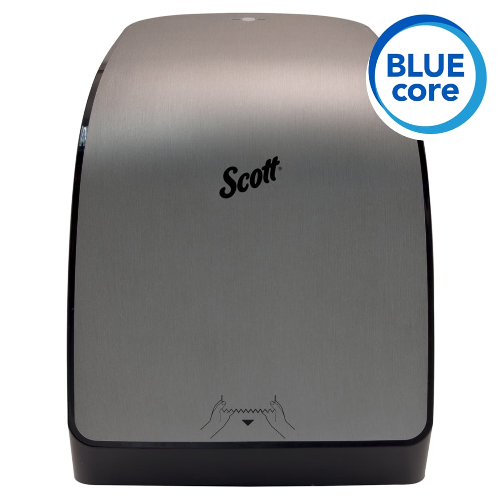 Scott® Pro Manual Hard Roll Towel Dispenser (35612), Stainless, for Blue Core Scott® Pro Roll Towels, 12.66" x 16.44" x 9.18" (Qty 1) - 35612