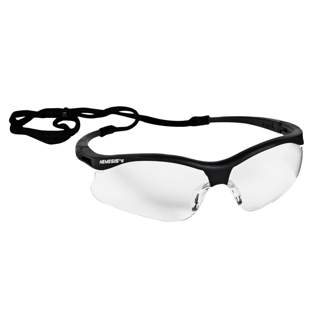 KleenGuard™ V30 Nemesis Small Safety Glasses (38474), Lightweight, Clear with Black Frame, 12 Pairs / Case - 38474