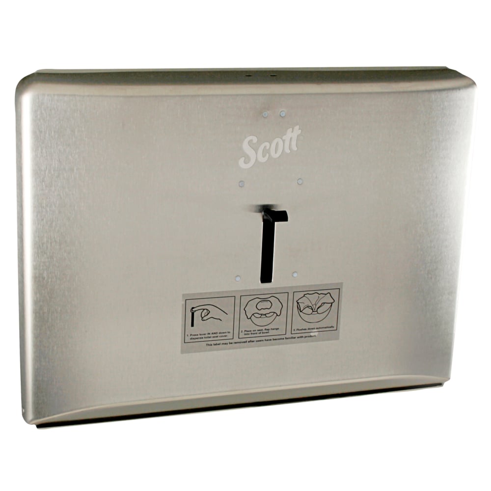 Distributrice de couvre-sièges individuels Scott® (09512), en acier inoxydable, 42,24 cm x 31,12 cm x 6,35 cm (16,63 po x 12,25 po x 2,5 po) (qté 1) - 09512