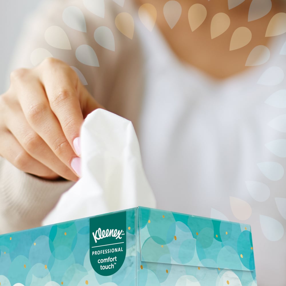 Mouchoirs Kleenex® Professional (21400), 2 épaisseurs, blancs, boîtes de mouchoirs plates pour les entreprises (100 mouchoirs/boîte, 36 boîtes/caisse, 3 600 mouchoirs/caisse) - 21400