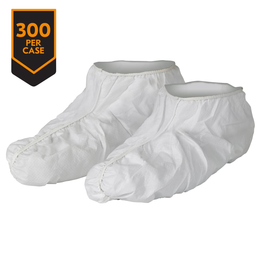 KleenGuard™ A20 Breathable Particle Protection Shoe Covers (36885), Serged Seams, Fully Elastic, 6.5” Height, One Size, White, 300 / Case - 36885