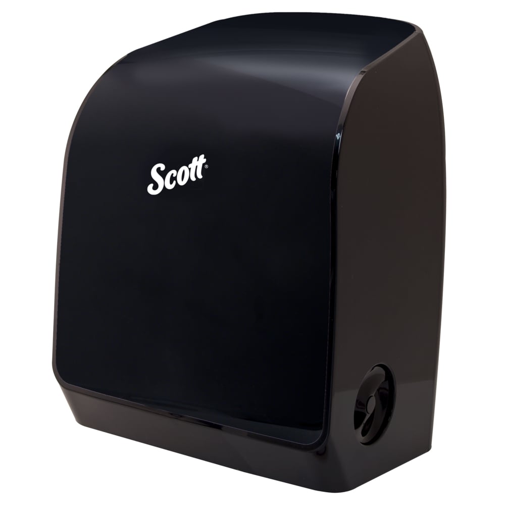 Distributrice manuelle d’essuie-mains en rouleau Scott® Pro™ (34346), noire, pour les essuie-mains Scott® Pro™ avec mandrin bleu, 32,16 cm x 41,76 cm x 23,32 cm (12,66 po x 16,44 po x 9,18 po) (qté 1) - 34346