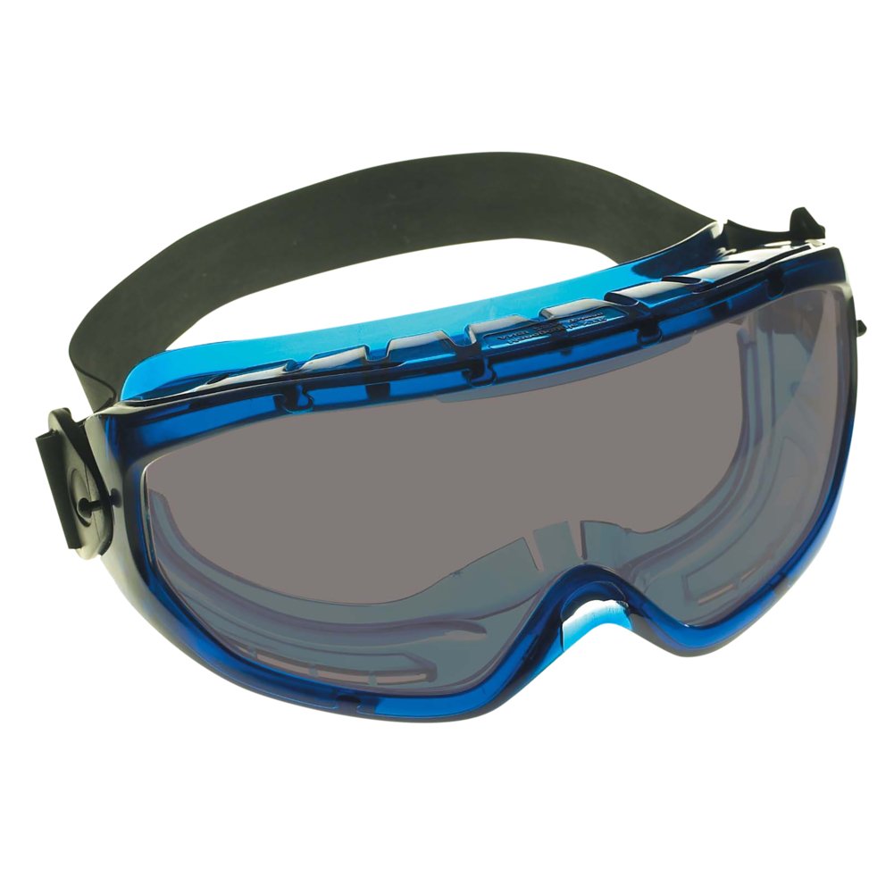 KleenGuard™ V80 Monogoggle XTR OTG Goggle Protection (18625), Over Glasses, Anti-Fog, Smoke Lens, Blue Frame, 6 Pairs / Case - 18625