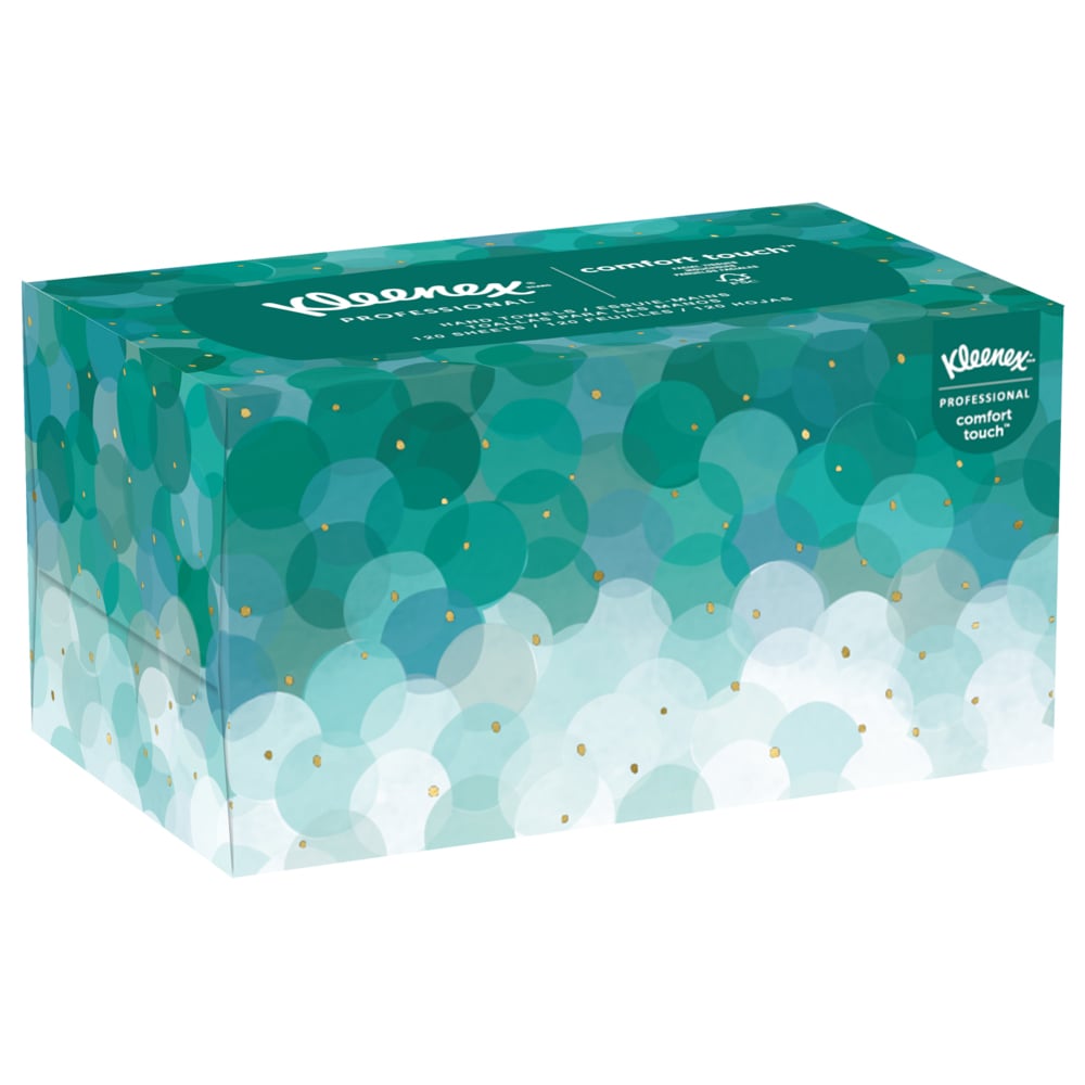 Essuie-mains Kleenex (11268) ultra-doux et absorbants, boîte Pop-Up, 18 boîtes/caisse, 70 essuie-mains/boîte, 1 260 feuilles/caisse - 11268