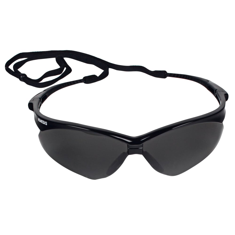 KleenGuard™ V30 Nemesis™ Safety Glasses (22475), with Anti-Fog Coating, Smoke Lenses, Black Frame, Unisex Sunglasses for Men and Women (Qty 12) - 22475
