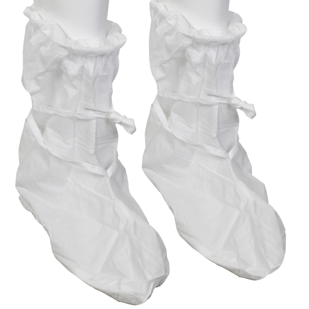Kimtech™ A5 Cleanroom Boot Covers (12921), Ties, White, Small / Medium, 100 Pairs / 200 Each / Case - 12921