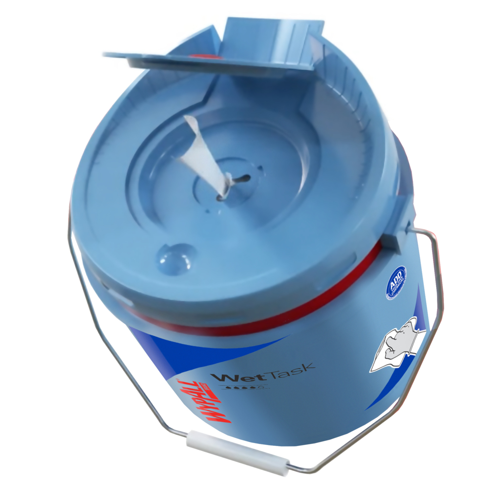 WypAll® WetTask™ Customizable Wet Wiping System Bucket (09361), Large 3.5 Gallon Buckets with Lids, Blue (2 Buckets/Case) - 09361