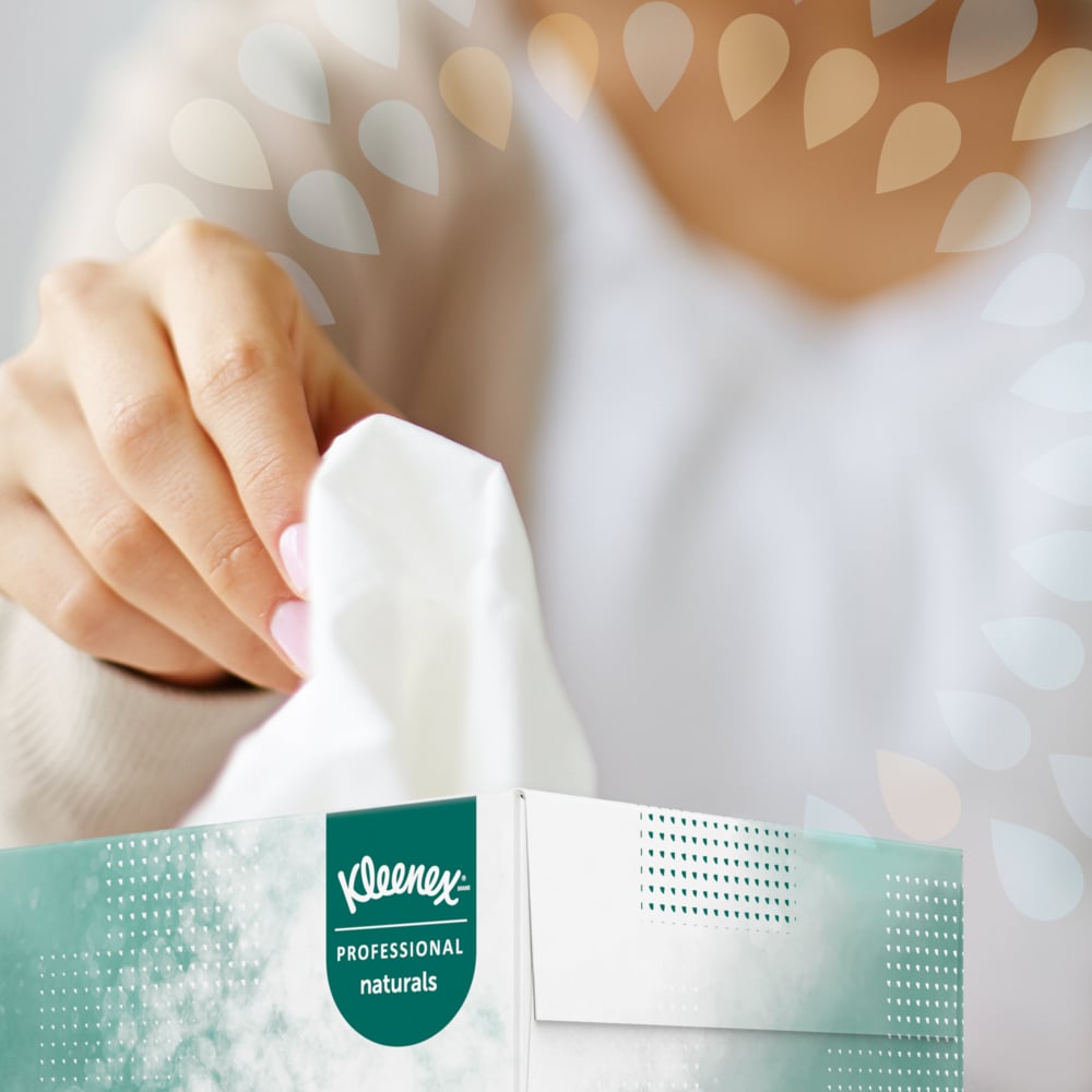 Mouchoir Kleenex® Professional Naturals (21601), 2 épaisseurs, blancs, boîtes de mouchoirs plates pour les entreprises (125 mouchoirs/boîte, 48 boîtes/caisse, 6 000 mouchoirs/caisse) - 21601