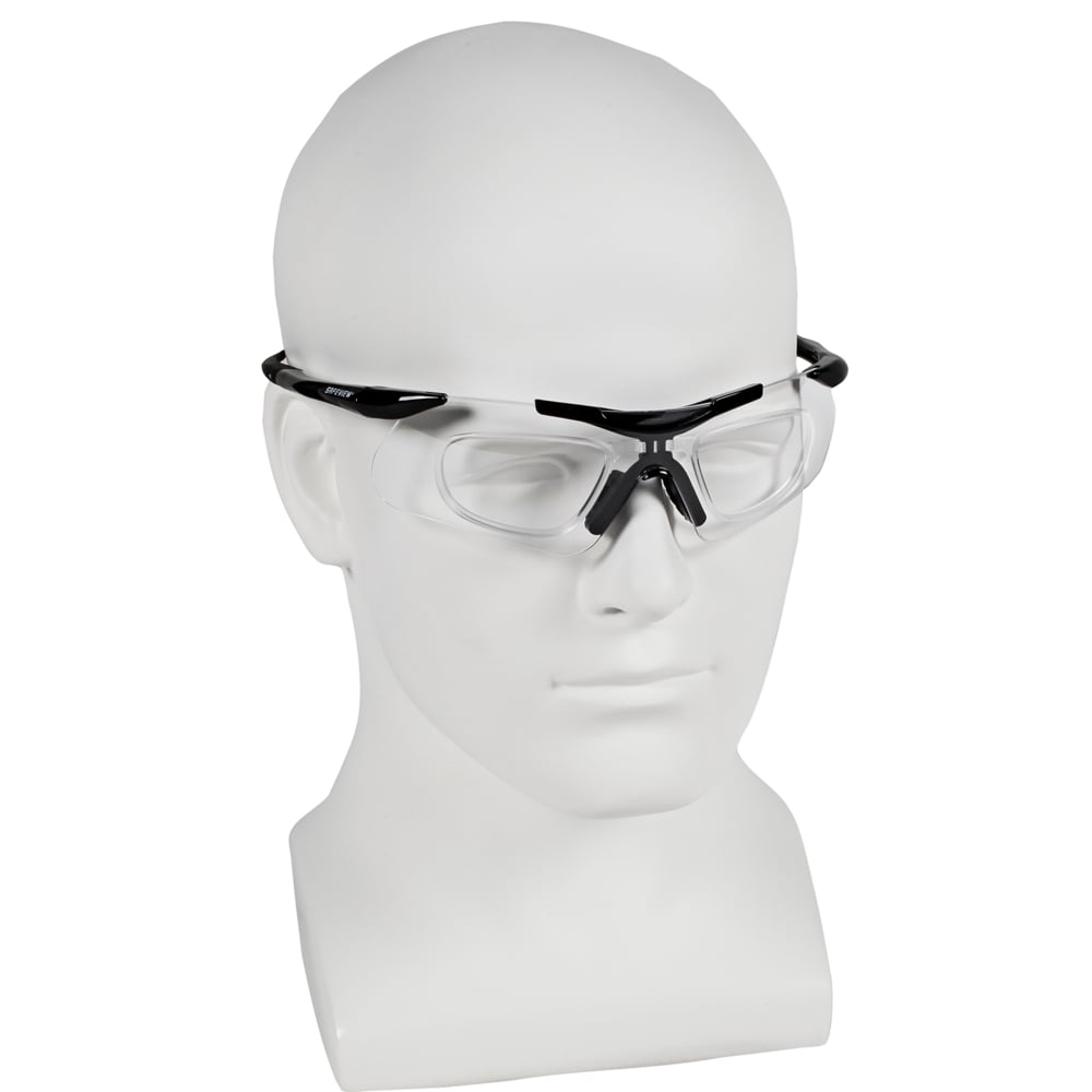 KleenGuard™ Nemesis™ with Inserts Safety Glasses (38503), with Anti-Fog Coating, Clear Lenses, Black Frame, Unisex for Men and Women (Qty 12) - 38503