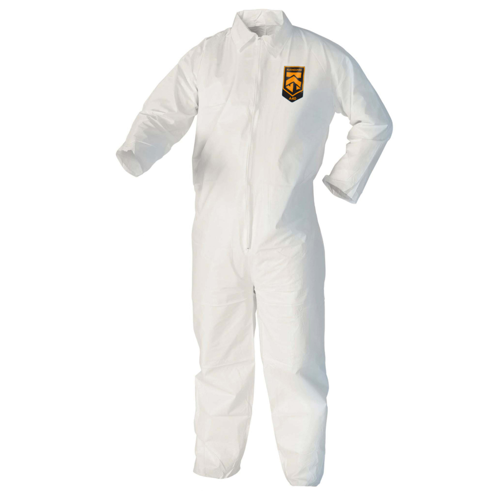 KleenGuard™ A40 Liquid & Particle Protection Coveralls (37686), Zipper Front, White, Reflex Design, XL (Qty 25) - 37686