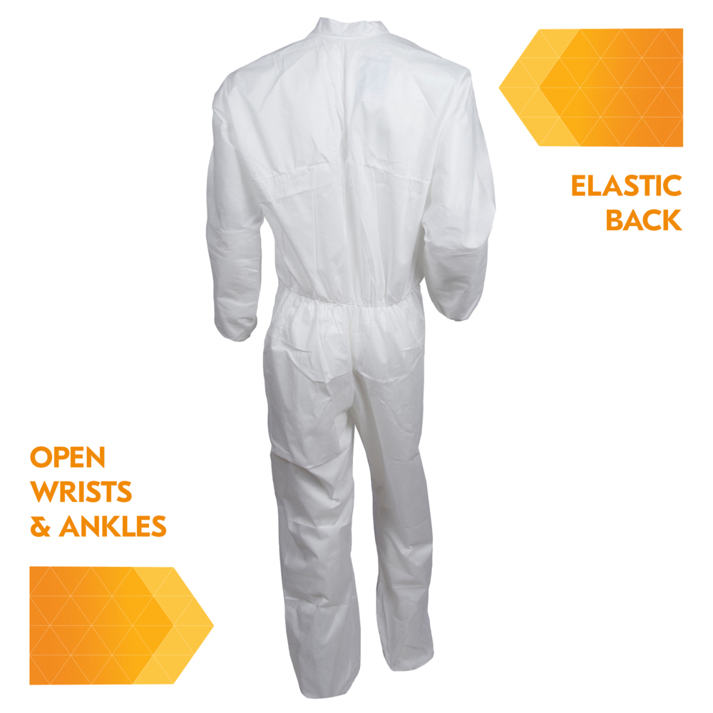 KleenGuard™ A30 Breathable Splash & Particle Protection Coveralls (35738), White, Small (Qty 25) - 35738