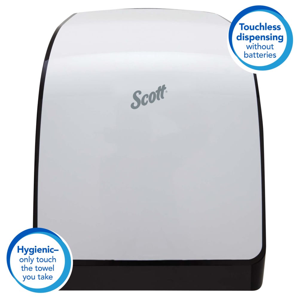 Scott® Pro Manual Hard Roll Towel Dispenser (29735), White, for Green Core Scott® Pro Roll Towels, 12.66" x 16.44" x 9.18" (Qty 1) - 29735