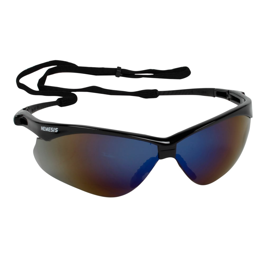 KleenGuard™ Nemesis™ CSA Safety Glasses (20382), Blue Mirror Lenses, Black Frame, CSA Certified, Unisex for Men and Women (Qty 12) - 20382