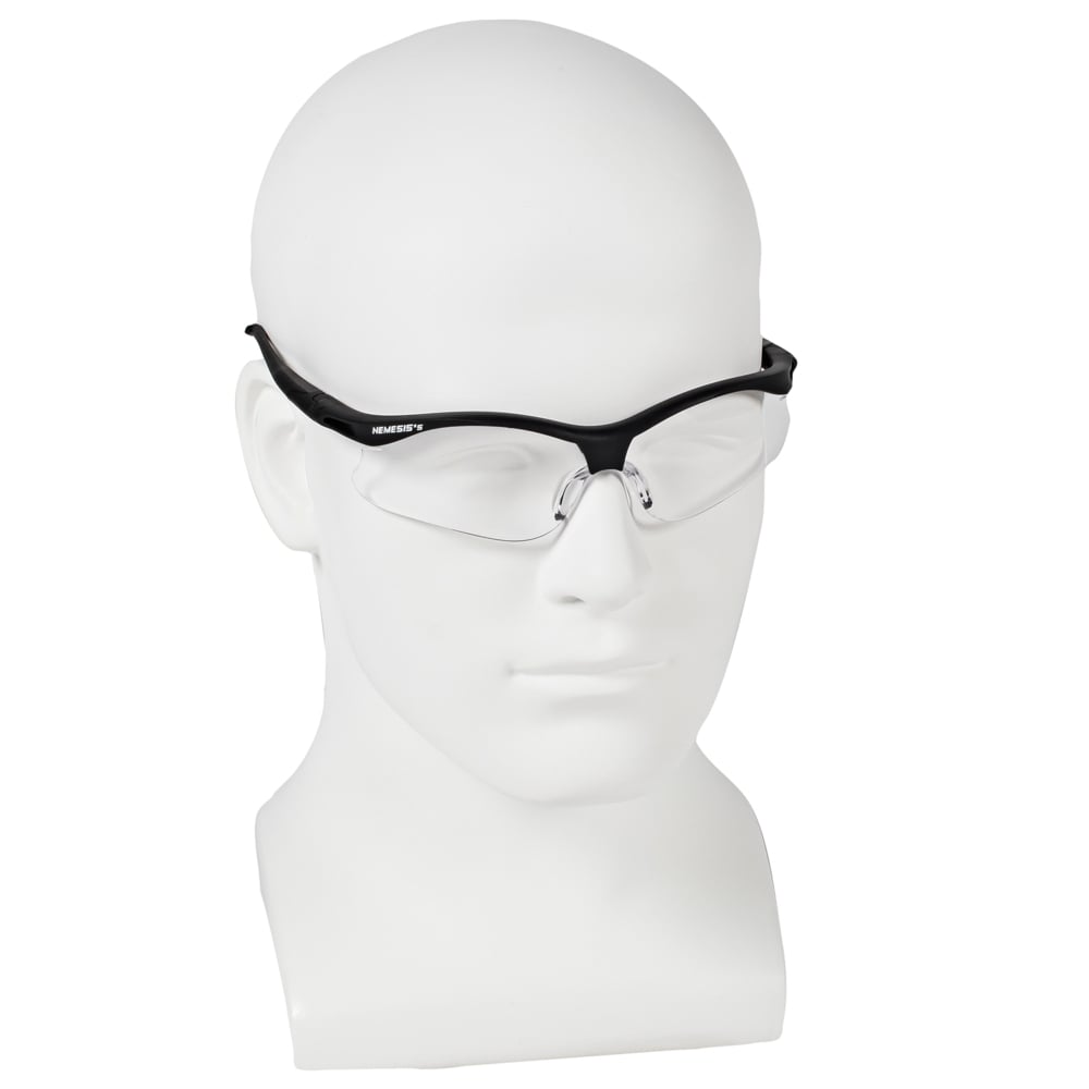 KleenGuard™ Nemesis™ Small Safety Glasses (38474), Clear Lenses, Black Frame, Unisex for Men and Women (Qty 12) - 38474