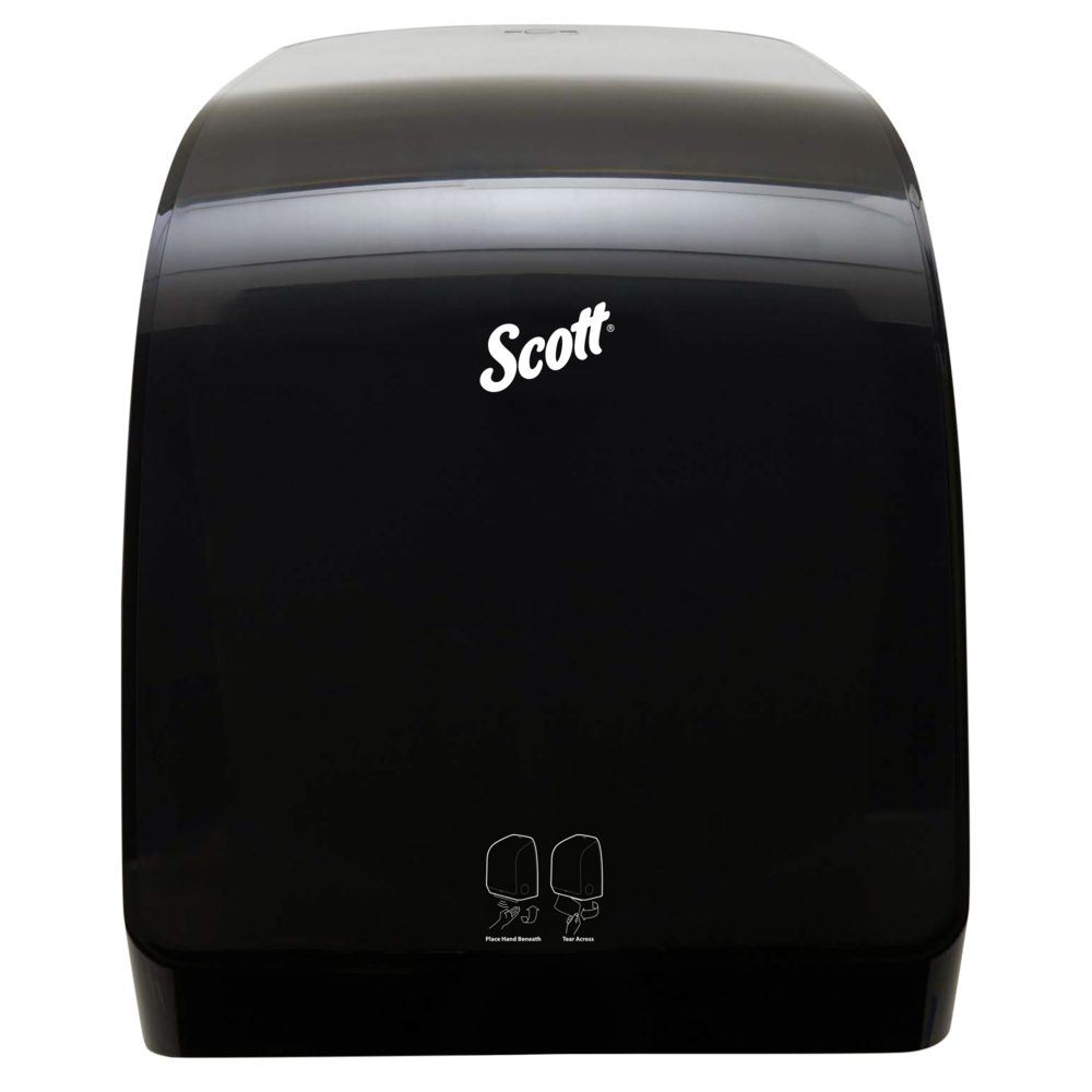 Distributrice automatique d’essuie-mains en rouleau Scott® Pro™ (34348), noire, pour les essuie-mains en rouleau Scott® Pro™ avec mandrin bleu, 32,16 cm x 41,76 cm x 23,32 cm (12,66 po x 16,44 po x 9,18 po) (qté 1) - 34348