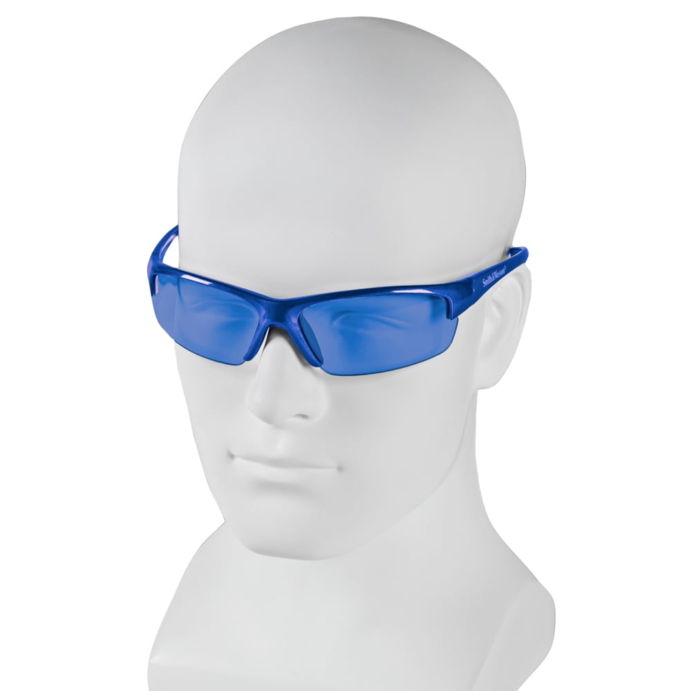 Smith & Wesson® Equalizer Safety Glasses (21301), with Mirror Coating, Blue Mirror Lenses, Blue Frame, Unisex for Men and Women (Qty 12) - 21301