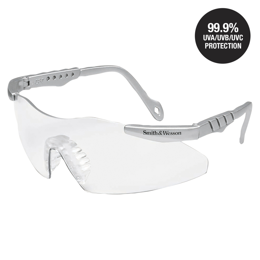 Smith & Wesson® Magnum® 3G Safety Glasses (19961), Clear Lenses, Platinum Frame, Unisex for Men and Women (Qty 12) - 19961