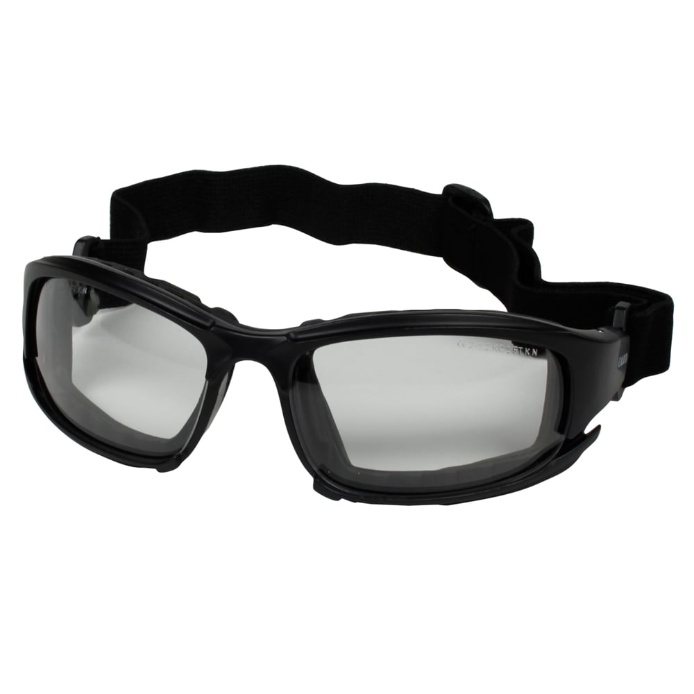 KleenGuard™ V50 Calico™ Safety Glasses (25672), with KleenVision™ Anti-Fog Coating, Clear Lenses, Black Frame, Unisex for Men and Women (Qty 12) - 25672