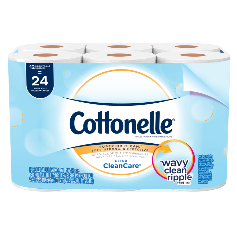 Papier hygiénique professionnel ultra-doux en vrac pour entreprise de Cottonelle(12456), rouleaux de papier toilette standard, 48 rouleaux/caisse pour affaires pour entreprise (4 paquets de 12) - 12456