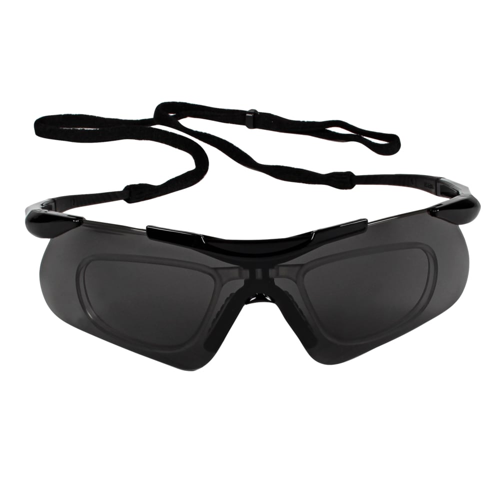 KleenGuard™ Nemesis Safety Glasses with Rx Inserts (38505), OTG Protective Glasses, Smoke Anti-Fog Lenses, Black Frame, 12 Pairs / Case - 38505